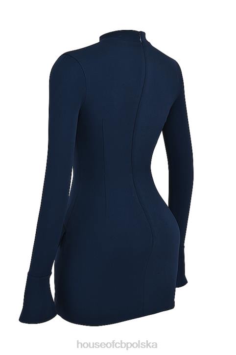 House of CB Granatowa Mini Sukienka Mahalia Stylowa Elegancja