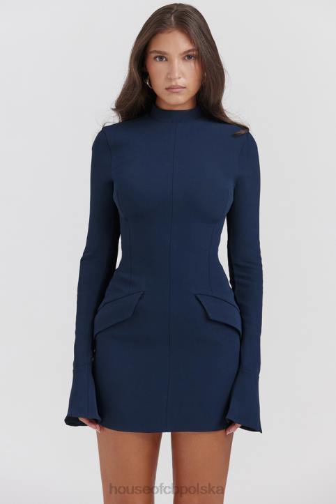House of CB Granatowa Mini Sukienka Mahalia Stylowa Elegancja