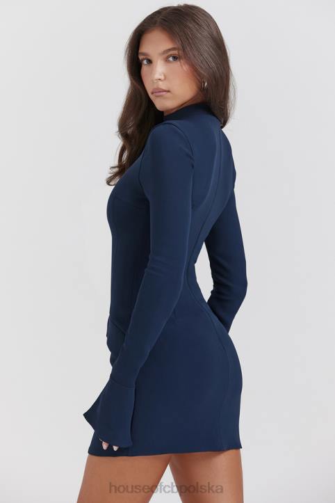 House of CB Granatowa Mini Sukienka Mahalia Stylowa Elegancja