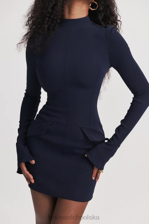House of CB Granatowa Mini Sukienka Mahalia Stylowa Elegancja
