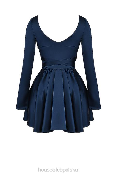 House of CB Granatowa Mini Sukienka Dekolt Dominique Stylowa Odzież