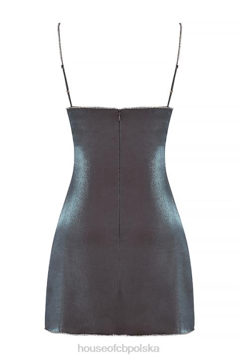 House of CB Mini Sukienka Grafitowa Opalizująca Maisie Trendy Stylowa Moda