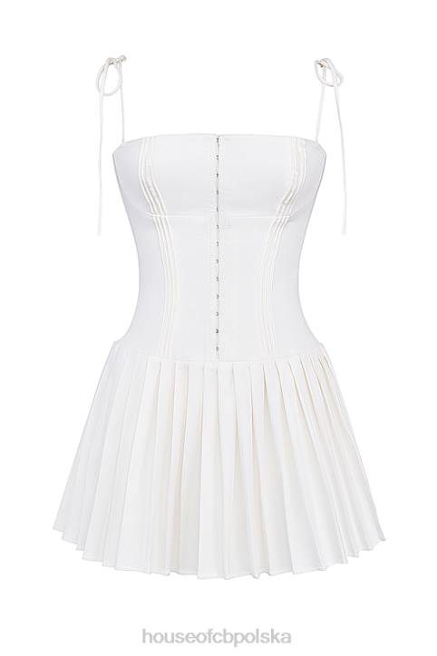 House of CB Marcy mini sukienka plisowana biała elegancka moda