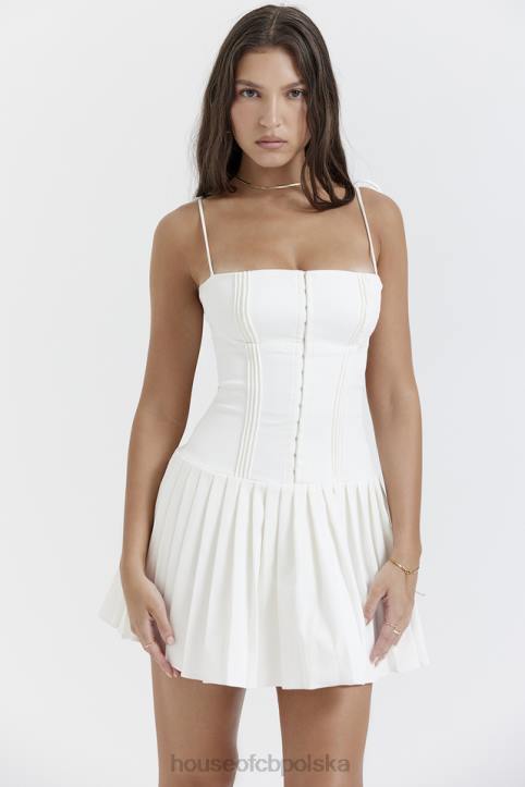 House of CB Marcy mini sukienka plisowana biała elegancka moda