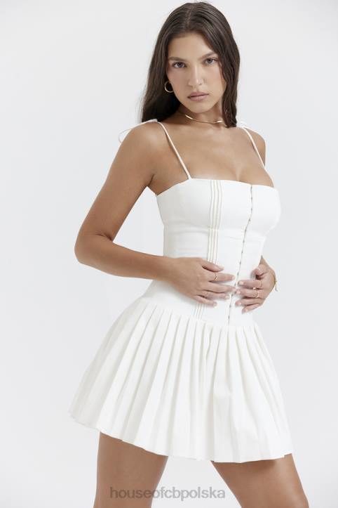 House of CB Marcy mini sukienka plisowana biała elegancka moda
