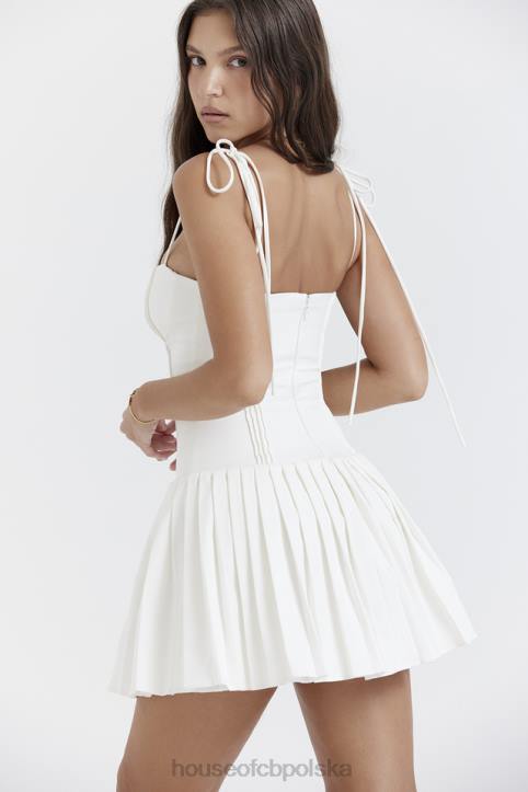 House of CB Marcy mini sukienka plisowana biała elegancka moda