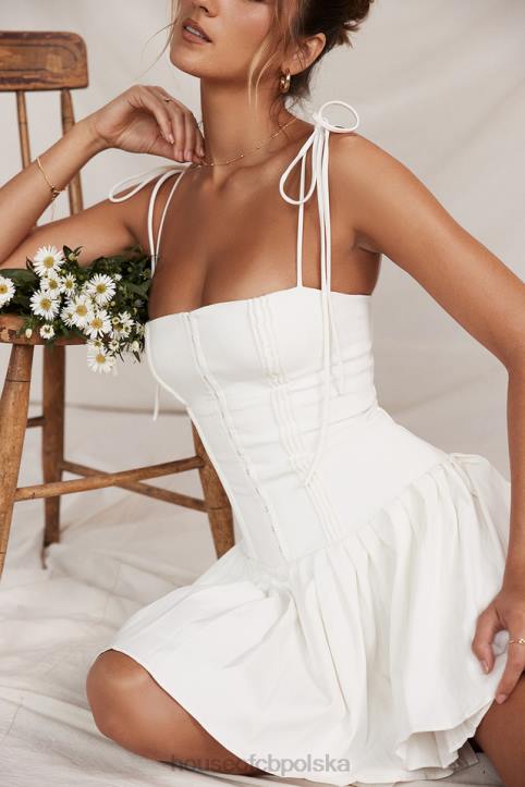House of CB Marcy mini sukienka plisowana biała elegancka moda