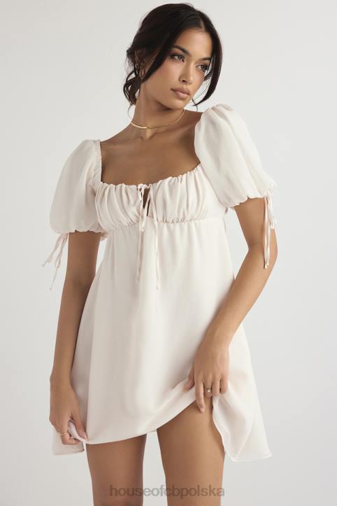 House of CB Sukienka Mini Żorżet Ivory Elegancja na Każdą Okazję