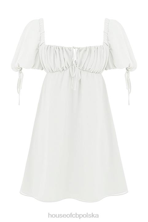 House of CB Sukienka Mini Żorżet Ivory Elegancja na Każdą Okazję