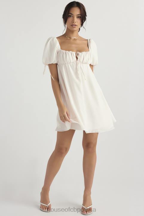 House of CB Sukienka Mini Żorżet Ivory Elegancja na Każdą Okazję