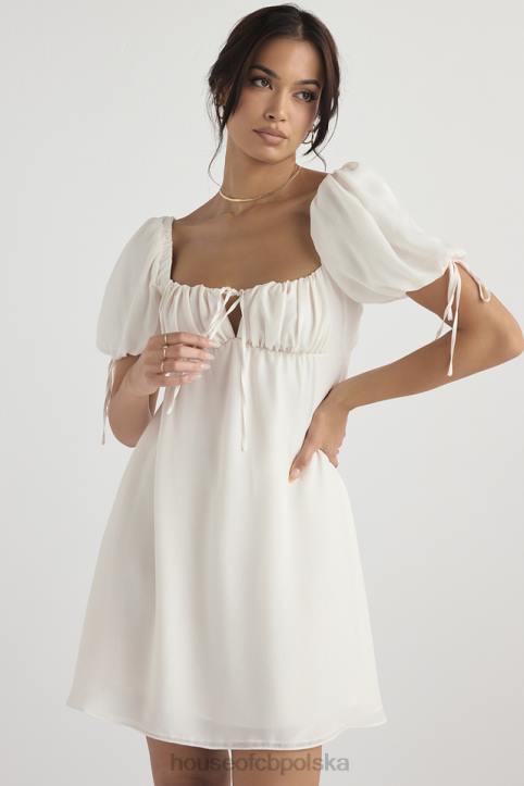 House of CB Sukienka Mini Żorżet Ivory Elegancja na Każdą Okazję