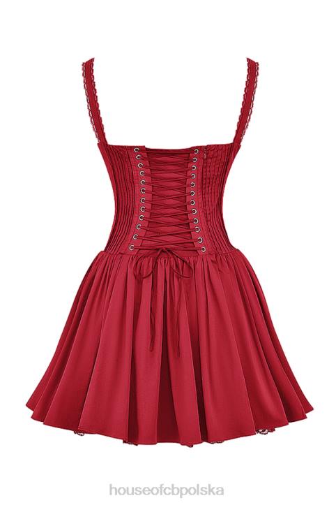 House of CB Wiśniowa Mini Sukienka Gorsetowa Elegancja