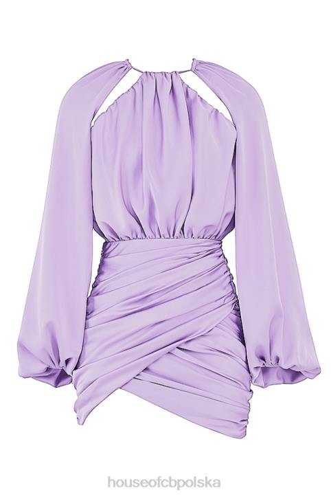 House of CB Satynowa sukienka mini Kate Orchid z kopertowym przodem Modny Look na Każdą Okazję