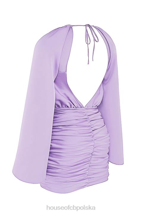 House of CB Satynowa sukienka mini Kate Orchid z kopertowym przodem Modny Look na Każdą Okazję