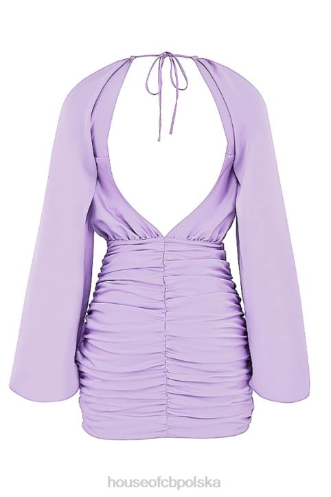 House of CB Satynowa sukienka mini Kate Orchid z kopertowym przodem Modny Look na Każdą Okazję