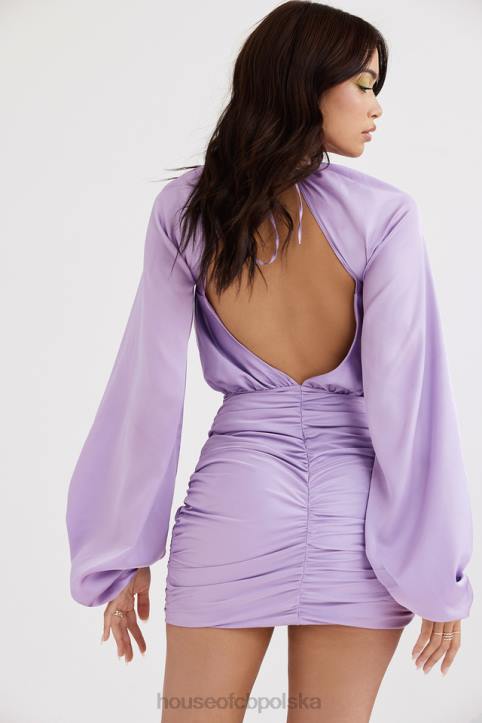 House of CB Satynowa sukienka mini Kate Orchid z kopertowym przodem Modny Look na Każdą Okazję