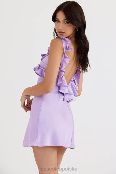 House of CB Satynowa sukienka mini z falbaną w kolorze Tink Orchidea 4PND461 odzież