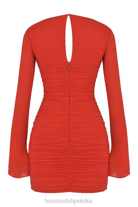 House of CB Mini Sukienka Camille Scarlet z Jedwabiu Elegancka Moda