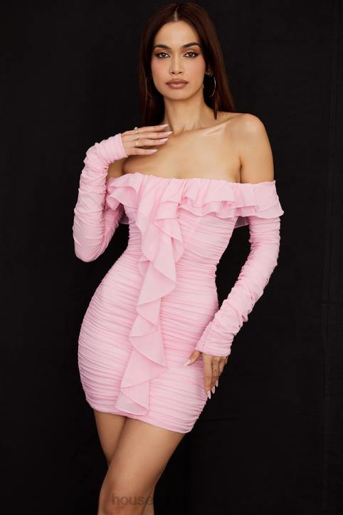House of CB Sukienka mini Eliza z jedwabiu w różowym marzeniu
