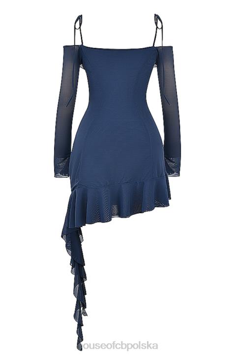 House of CB Sukienka Kiki mini granatowa z falbaną w stylu francuskim