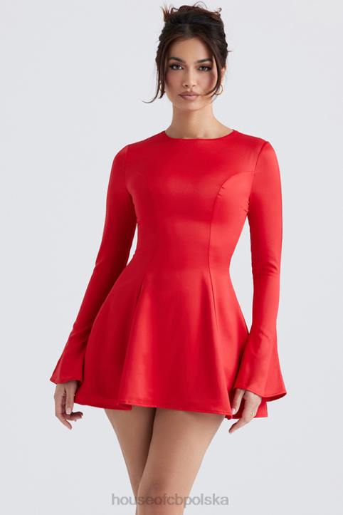 House of CB Mini Sukienka Sacha Czerwona Satynowa Stylowa Moda