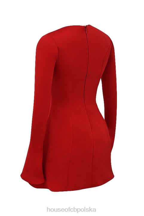 House of CB Mini Sukienka Sacha Czerwona Satynowa Stylowa Moda