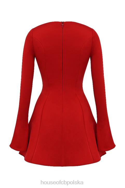 House of CB Mini Sukienka Sacha Czerwona Satynowa Stylowa Moda
