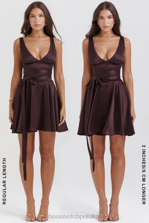 House of CB Sukienka mini Shiema głęboki brąz modna odzież na każdą okazję