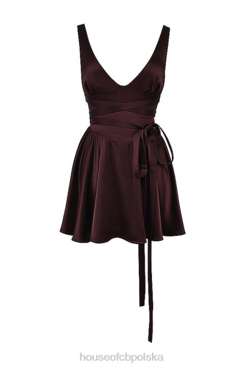 House of CB Sukienka mini Shiema głęboki brąz modna odzież na każdą okazję