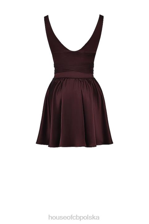 House of CB Sukienka mini Shiema głęboki brąz modna odzież na każdą okazję