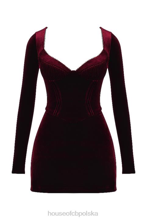 House of CB Sukienka mini Veronica Wiśniowa Elegancja na Szpilkach