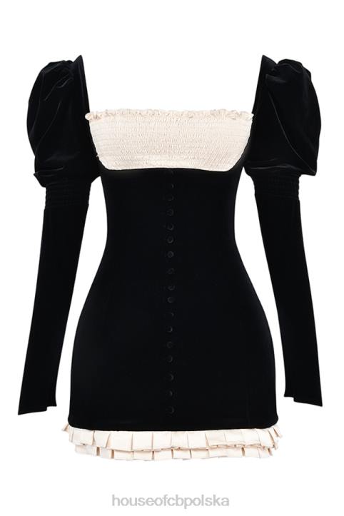 House of CB Sukienka mini Azaria vintage czarno kremowa styl elegancki