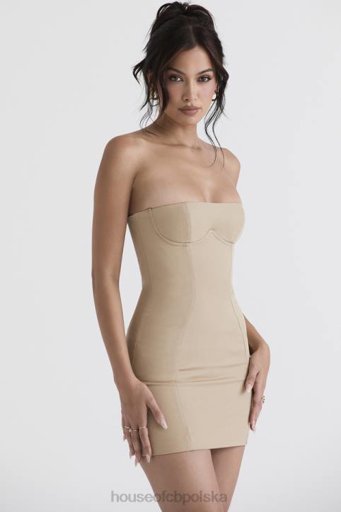 House of CB Mini Sukienka Bez Ramiączek Elissa Stone Modna Odzież Kobieca