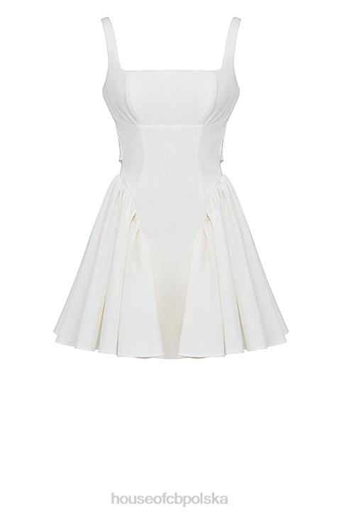 House of CB Sukienka mini florianne w kolorze kości słoniowej z kokardką modna elegancka odzież damska