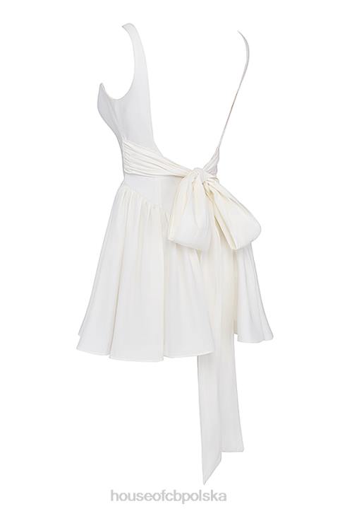 House of CB Sukienka mini florianne w kolorze kości słoniowej z kokardką modna elegancka odzież damska