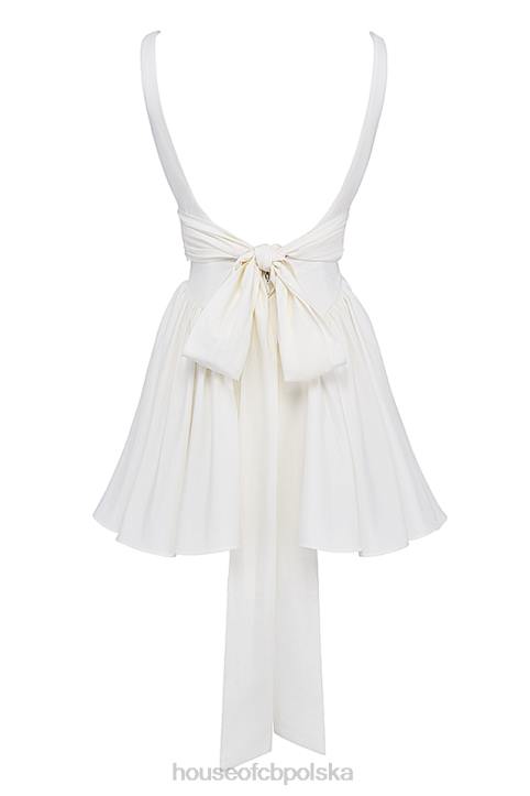 House of CB Sukienka mini florianne w kolorze kości słoniowej z kokardką modna elegancka odzież damska