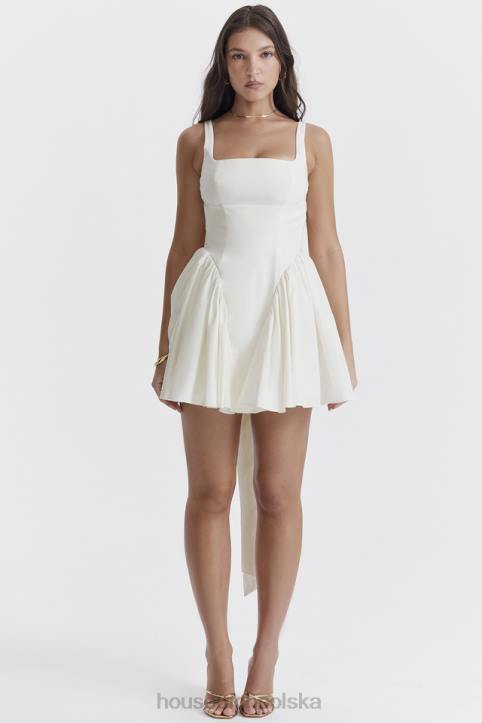 House of CB Sukienka mini florianne w kolorze kości słoniowej z kokardką modna elegancka odzież damska