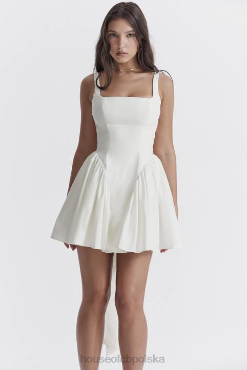 House of CB Sukienka mini florianne w kolorze kości słoniowej z kokardką modna elegancka odzież damska