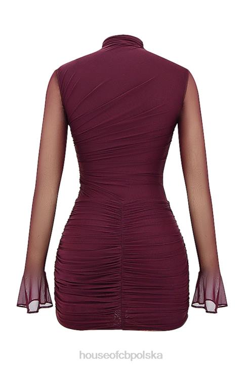House of CB Mini Sukienka Lucasta Mulberry z Marszczeniem Modny Styl