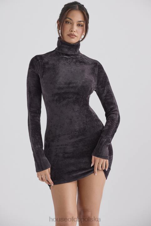 House of CB Sukienka mini Taya grafitowa szenilowa stylowa moda