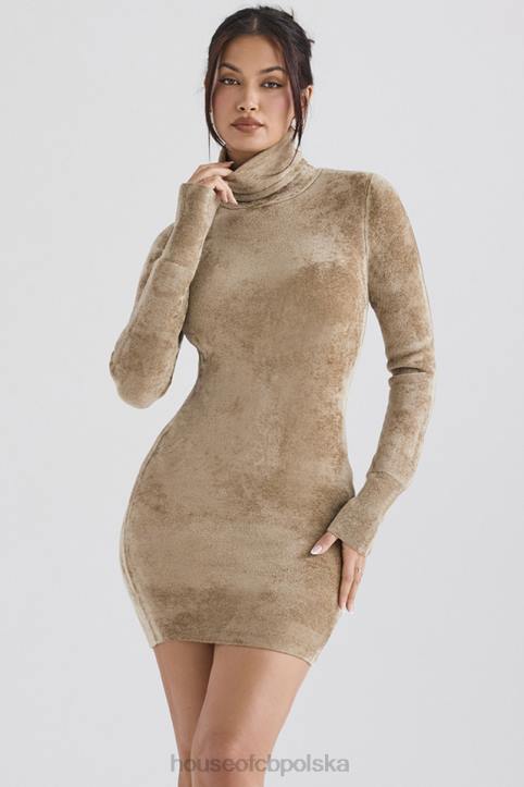 House of CB Mini Sukienka Taya Fawn Szynilowa Modna Odzież
