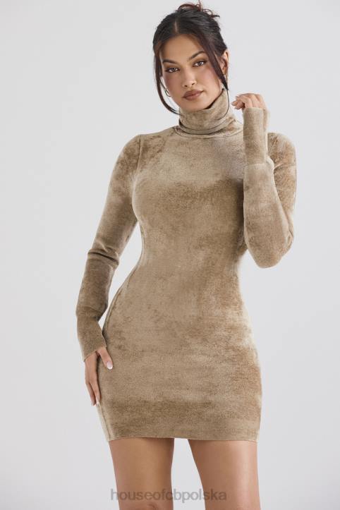 House of CB Mini Sukienka Taya Fawn Szynilowa Modna Odzież