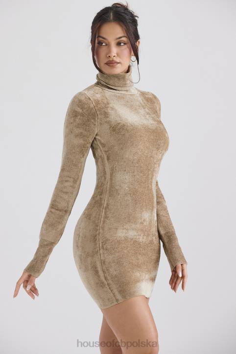 House of CB Mini Sukienka Taya Fawn Szynilowa Modna Odzież