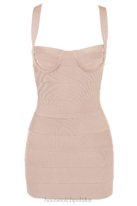 House of CB Sukienka mini bandażowa Maliha Latte Modna i Elegancka