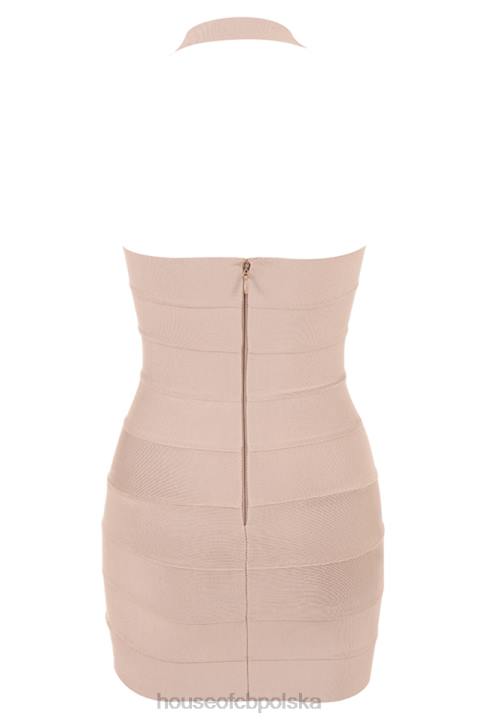 House of CB Sukienka mini bandażowa Maliha Latte Modna i Elegancka