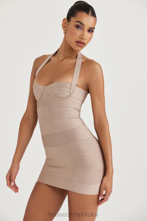 House of CB Sukienka mini bandażowa Maliha Latte Modna i Elegancka