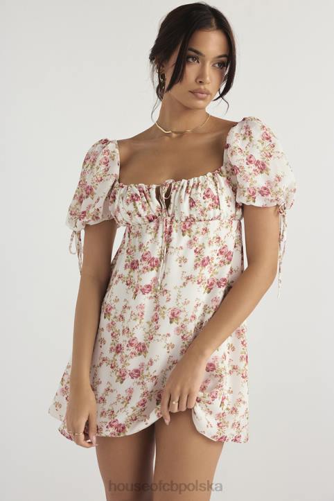 House of CB Sukienka mini księżniczki w róże różowa elegancja