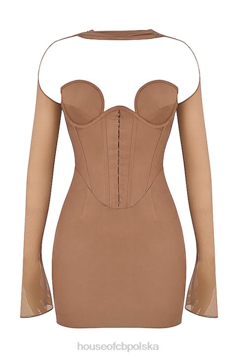House of CB Mokka Mini Sukienka Gorset Mayara Stylowa Moda
