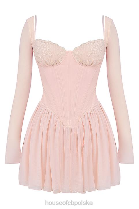 House of CB Mini Sukienka Gorset Vivi Miękka Brzoskwinia Modna Odzież