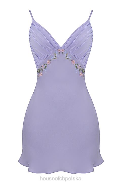 House of CB Mini Sukienka Haft Christa Lawenda Stylowa Moda